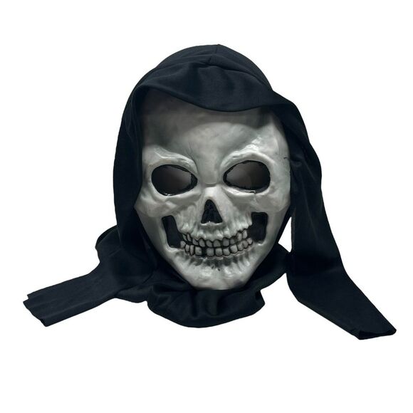 Fun World Fearsome Faces‎ Black Hood Skull Halloween Mask Kids Halloween - Picture 1 of 6